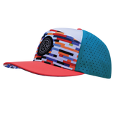 THB - 7 Panel - Party Blocks - Neon Peach / White / Neon Blue - Laser Mesh (Unisex)