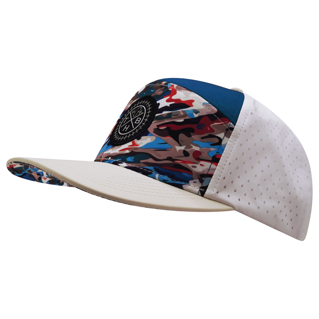 **YOUTH** THB  - 7 Panel - Party Camo - Cream / Blue / White - Laser Mesh (Unisex)