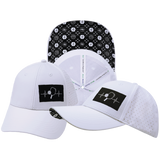 Pickleball - 6 Panel - Shallow Fit - Pony Tail - White - Laser Mesh (Unisex)