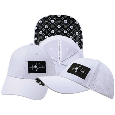 Pickleball - 6 Panel - Shallow Fit - Pony Tail - White - Laser Mesh (Unisex)