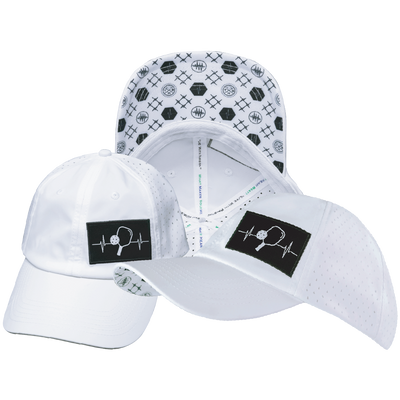 Pickleball - 6 Panel - Unstructured - Relaxed Fit - White - Laser Mesh (Unisex)