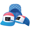 Pickleball - 7 Panel - Neon Blue / White / Neon Peach - Laser Mesh (Unisex)