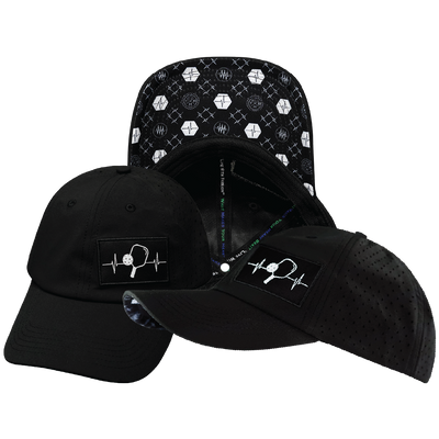 Pickleball - 6 Panel - Unstructured - Relaxed Fit - Black - Laser Mesh (Unisex)