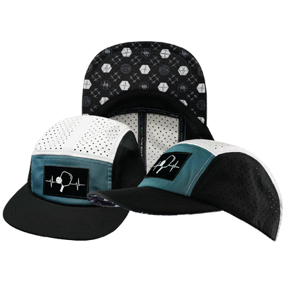 Pickleball - 5 Panel - Sporty - Unstructured - Black / Slate Green / White - Laser Mesh (Unisex)