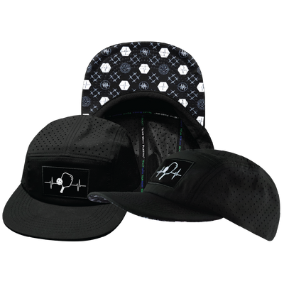Pickleball - 5 Panel - Sporty - Unstructured - Black - Laser Mesh (Unisex)