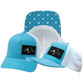 Pickleball - 5 Panel - Structured - Neon Blue Green / White - Laser Mesh (Unisex)
