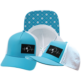 Pickleball - 5 Panel - Structured - Neon Blue Green / White - Laser Mesh (Unisex)