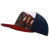 **YOUTH** THB  - 7 Panel - Silk Flag - Dark Red / White / Navy - Laser Mesh (Unisex)