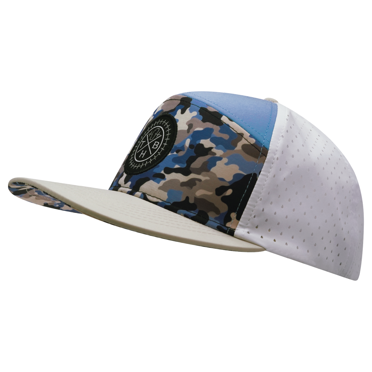 THB - 7 Panel - Sky Camo - Cream / Baby Blue / White - Laser Mesh (Unisex)