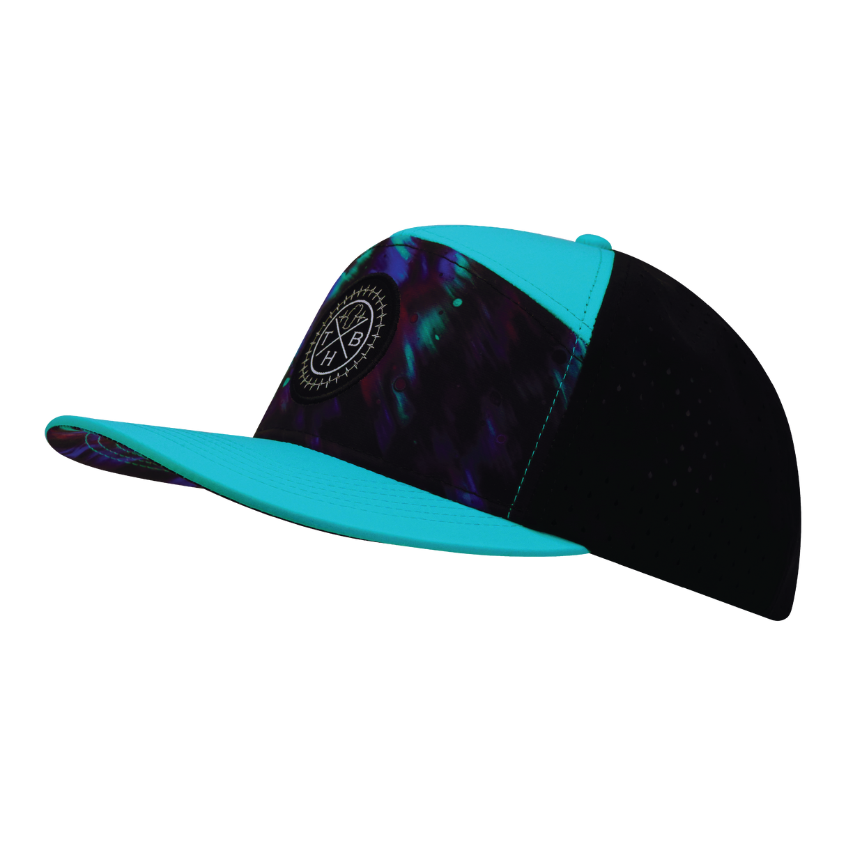 **YOUTH** THB  - 7 Panel - Space Dust - Neon Green Blue / Black - Laser Mesh (Unisex)