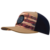 THB - 7 Panel - Stained Flag - Light Tan / Navy - Laser Mesh (Unisex)