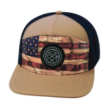 THB - 7 Panel - Stained Flag - Light Tan / Navy - Laser Mesh (Unisex)