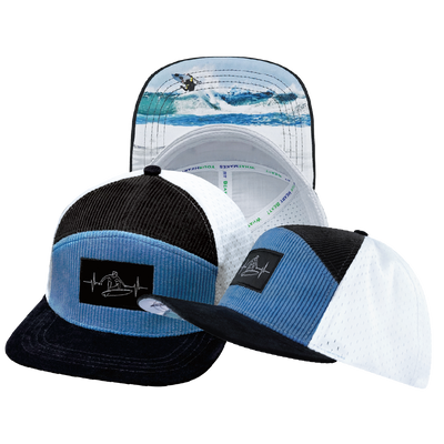 Surf - 7 Panel - Corduroy - Charcoal Gray / Light Blue / White - Jersey Mesh (Unisex)