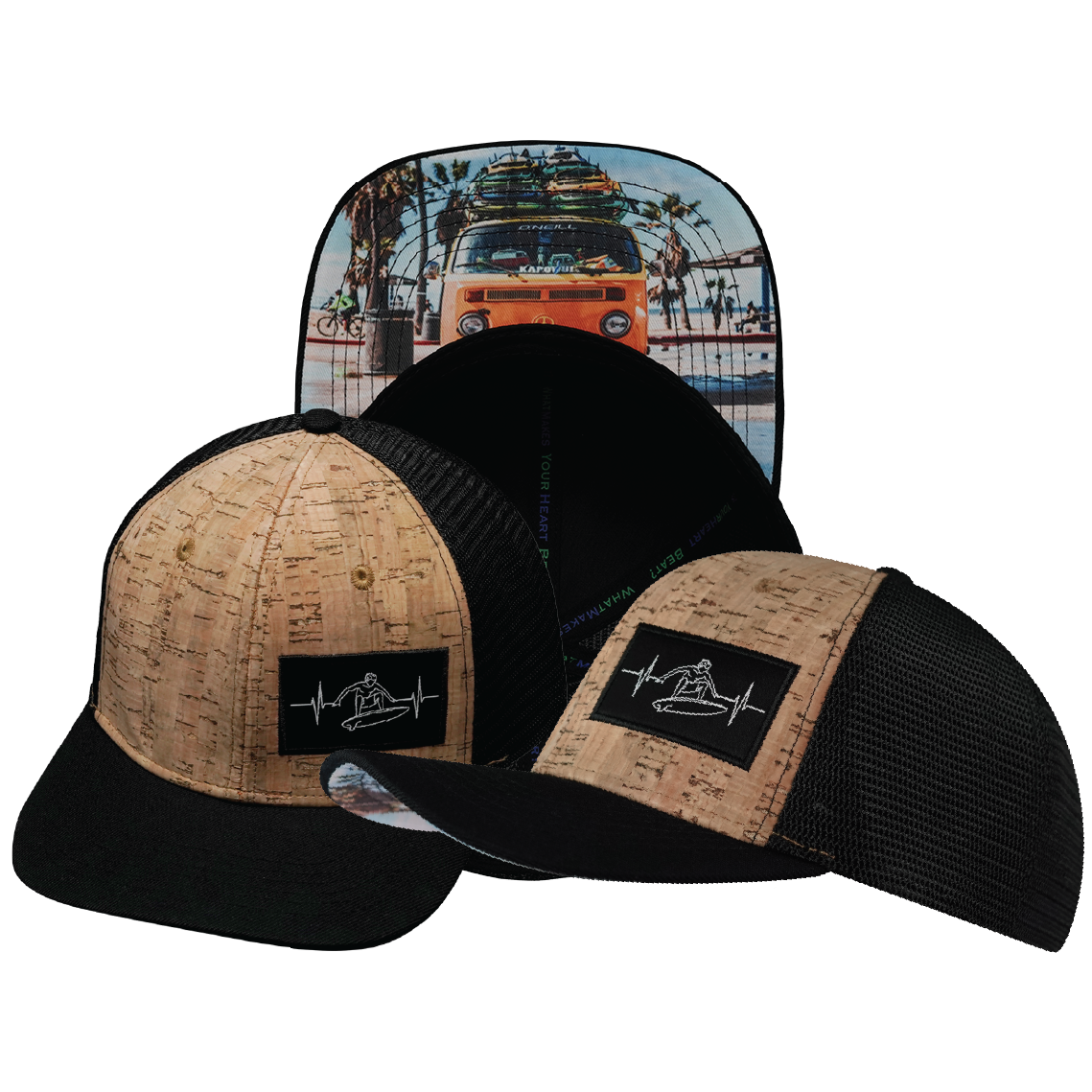 Surf - 6 Panel - Cork - Black - Trucker Mesh (Unisex)
