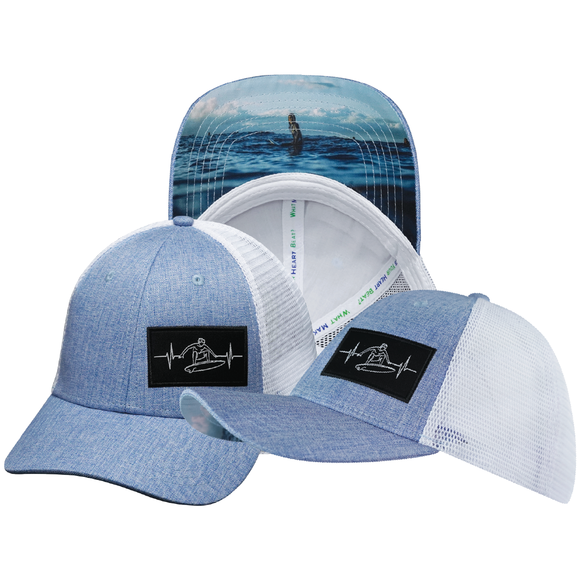 Surf - 6 Panel - Shallow Fit - Light Blue /  White - Trucker Mesh (Unisex)