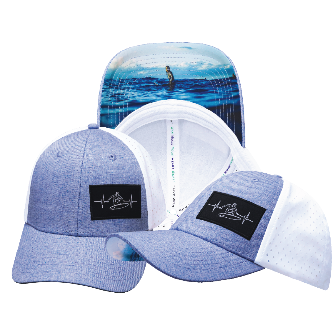 Surf - 6 Panel - Shallow Fit - Light Blue /  White - Laser Mesh (Unisex)