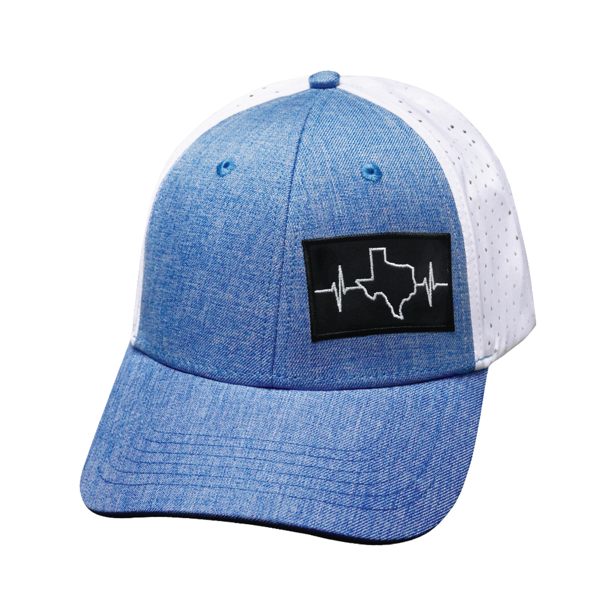 Texas - 6 Panel  - Shallow Fit - Pony Tail - Light Blue / White - Laser Mesh (Unisex)
