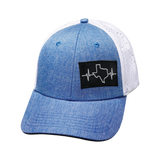 Texas - 6 Panel  - Shallow Fit - Pony Tail - Light Blue / White - Laser Mesh (Unisex)