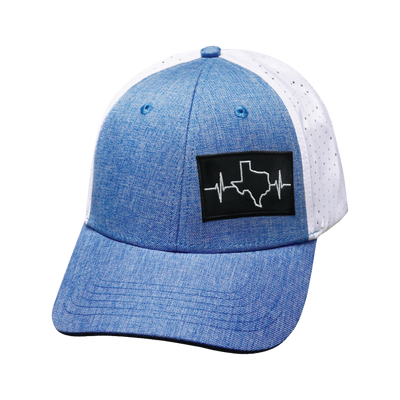 Texas - 6 Panel  - Shallow Fit - Pony Tail - Light Blue / White - Laser Mesh (Unisex)