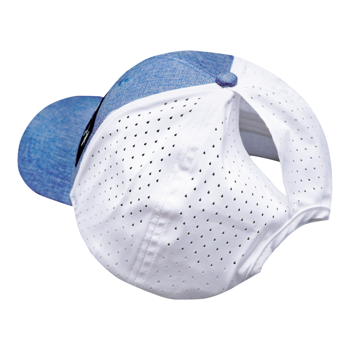 Texas - 6 Panel  - Shallow Fit - Pony Tail - Light Blue / White - Laser Mesh (Unisex)