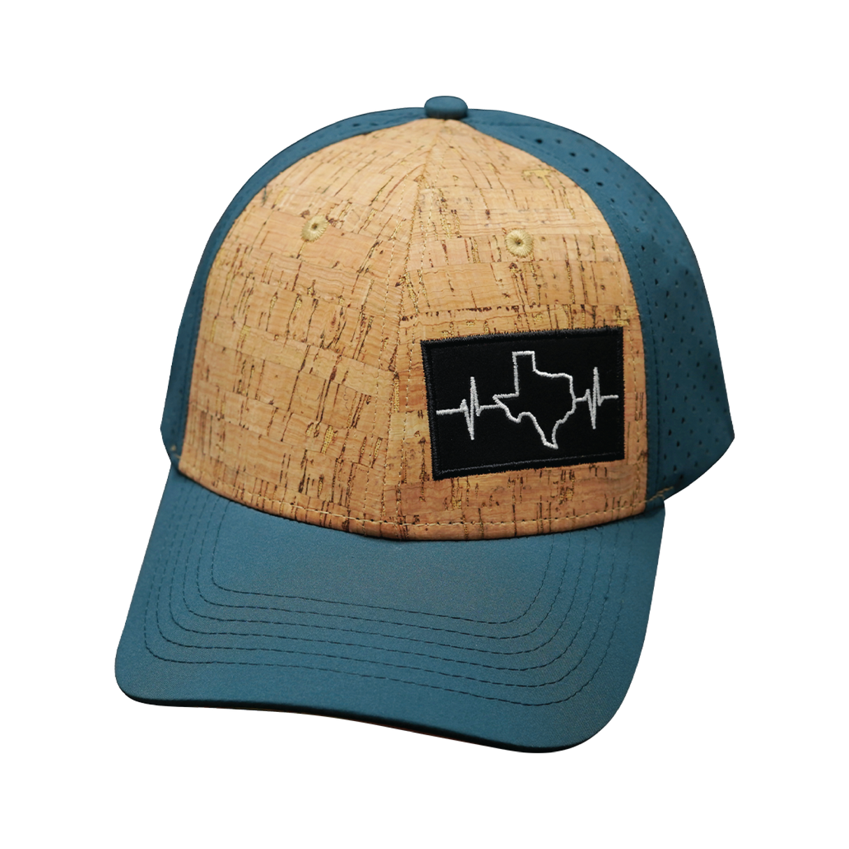 Texas - 6 Panel  - Shallow Fit - Cork - Teal - Laser Mesh (Unisex)