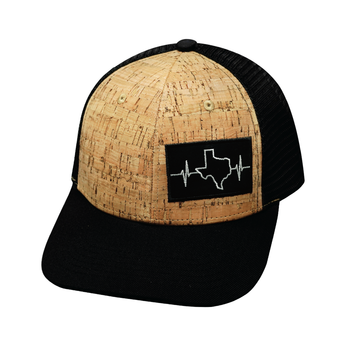 Texas - 6 Panel  - Cork - Black - Trucker Mesh (Unisex)