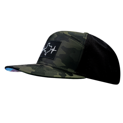 Texas - 7 Panel - Green Camo / Black - Jersey Mesh (Unisex)