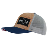 Texas - 6 Panel  - Cork - Navy / Gray - Trucker Mesh(Unisex)