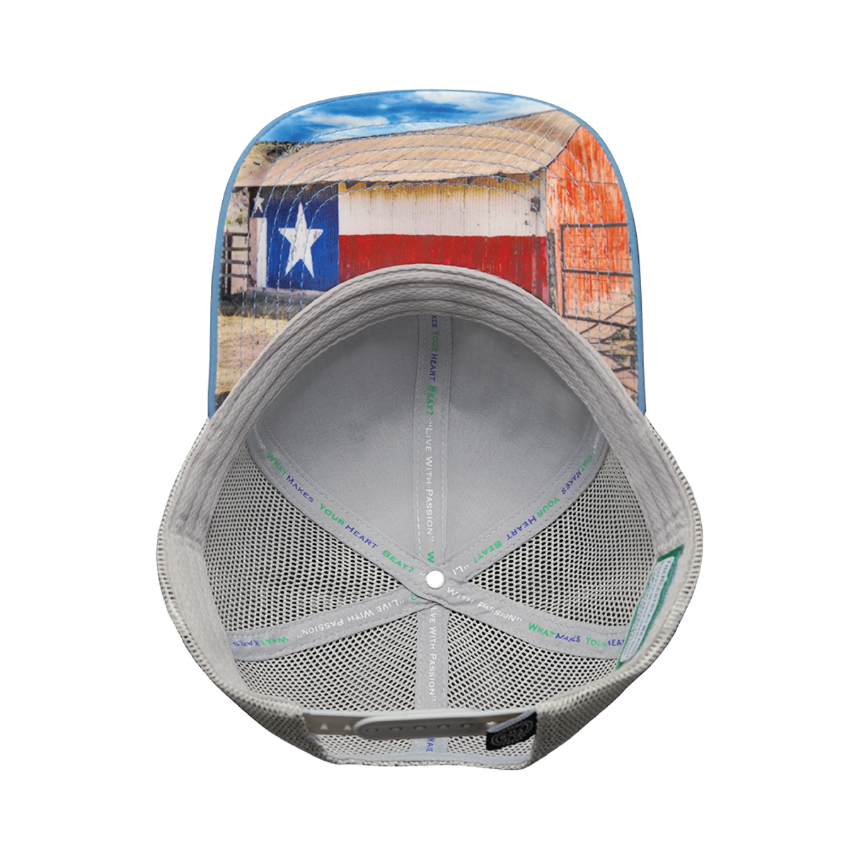 Texas - 6 Panel  - Light Blue / Gray - Trucker Mesh (Unisex)