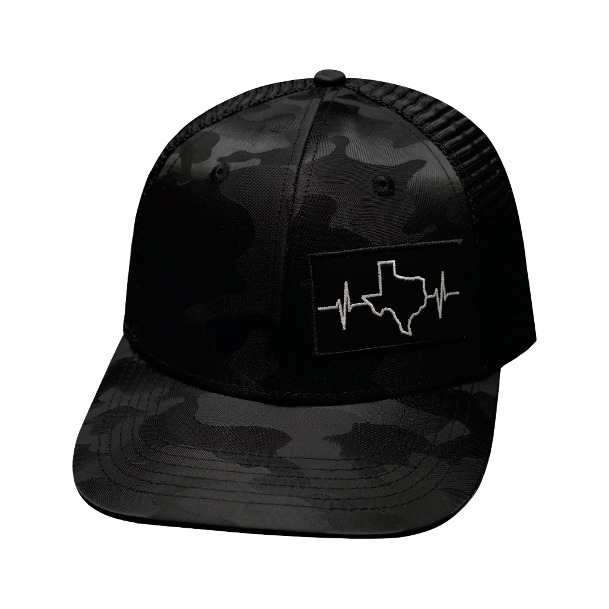 Texas - 6 Panel  - Black Camo / Black - Trucker Mesh (Unisex)