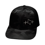 Texas - 6 Panel  - Black Camo / Black - Trucker Mesh (Unisex)