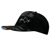 Texas - 6 Panel  - Black Camo / Black - Trucker Mesh (Unisex)