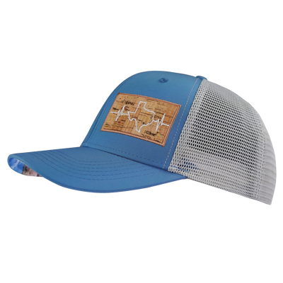 Texas - 6 Panel  - Light Blue / Gray - Trucker Mesh (Unisex)