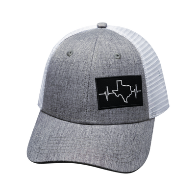 Texas - 6 Panel  - Shallow Fit - Heather Gray / White - Trucker Mesh (Unisex)
