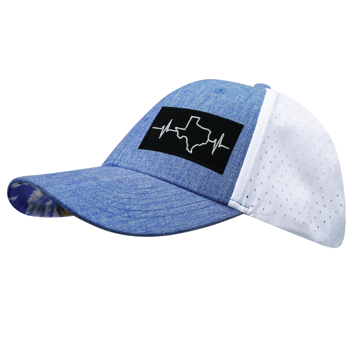 Texas - 6 Panel  - Shallow Fit - Pony Tail - Light Blue / White - Laser Mesh (Unisex)