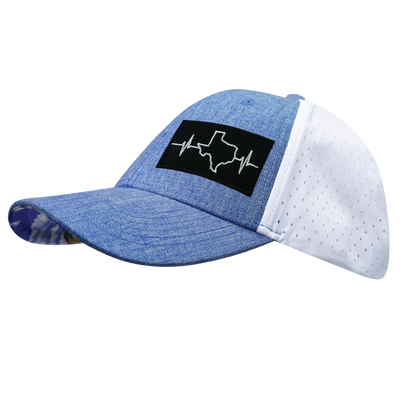 Texas - 6 Panel  - Shallow Fit - Pony Tail - Light Blue / White - Laser Mesh (Unisex)