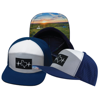Texas - 7 Panel - Navy / Gray / White - Laser Mesh (Unisex)