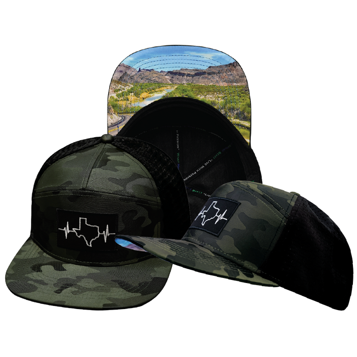 Texas - 7 Panel - Green Camo / Black - Jersey Mesh (Unisex)