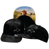 Texas - 6 Panel  - Black Camo / Black - Trucker Mesh (Unisex)
