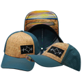 Texas - 6 Panel  - Shallow Fit - Cork - Teal - Laser Mesh (Unisex)
