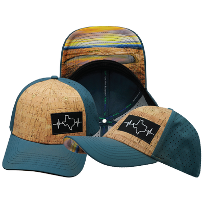 Texas - 6 Panel  - Shallow Fit - Cork - Teal - Laser Mesh (Unisex)