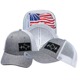 Texas - 6 Panel  - Shallow Fit - Heather Gray / White - Trucker Mesh (Unisex)