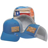 Texas - 6 Panel  - Light Blue / Gray - Trucker Mesh (Unisex)