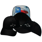 Texas - 6 Panel - AirMesh - Athletic Fit - Black - Fabric Back (Unisex)