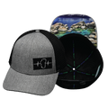 Tahoe - 6 Panel - Shallow Fit - Heather Gray / Black - Trucker Mesh (Unisex)