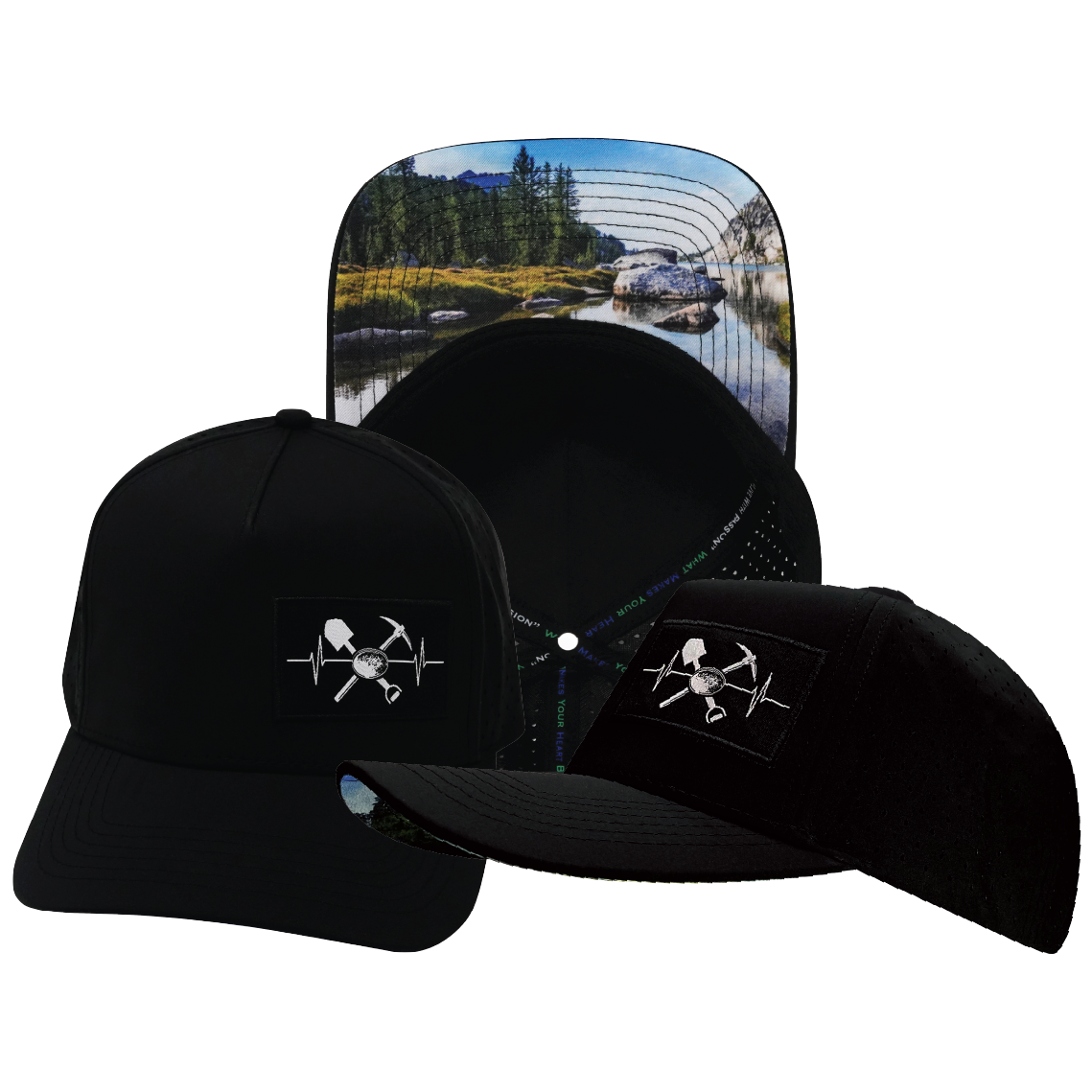 Prospecting - 5 Panel - Structured - Black - Laser Mesh (Unisex)