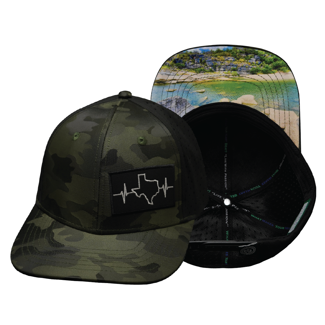 Texas - 6 Panel  - Green Camo / Black (Unisex)