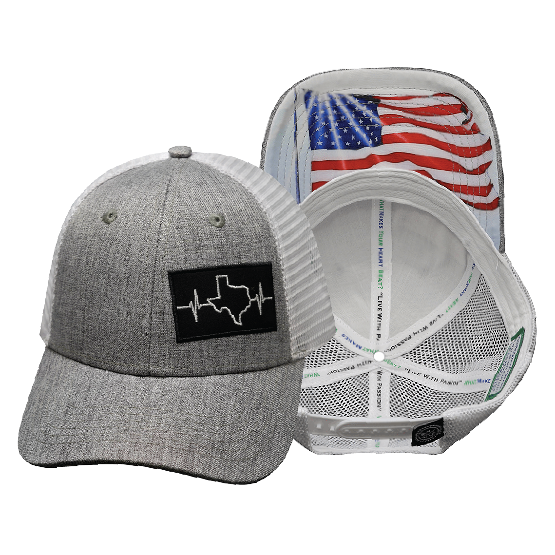 Texas - 6 Panel  - Shallow Fit - Heather Gray / White (Unisex)