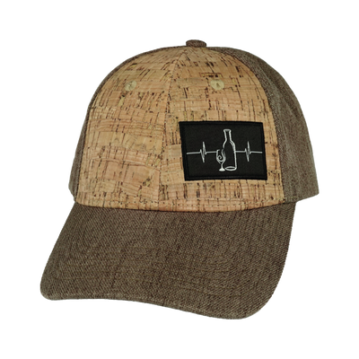 Wine - 6 Panel - Shallow Fit - Cork - Light Brown Hemp - Fabric Back (Unisex)