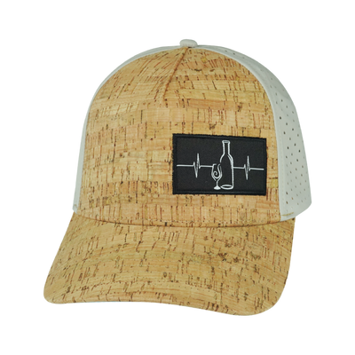 Wine - 5 Panel - Structured - Cork - Gray - Laser Mesh (Unisex)